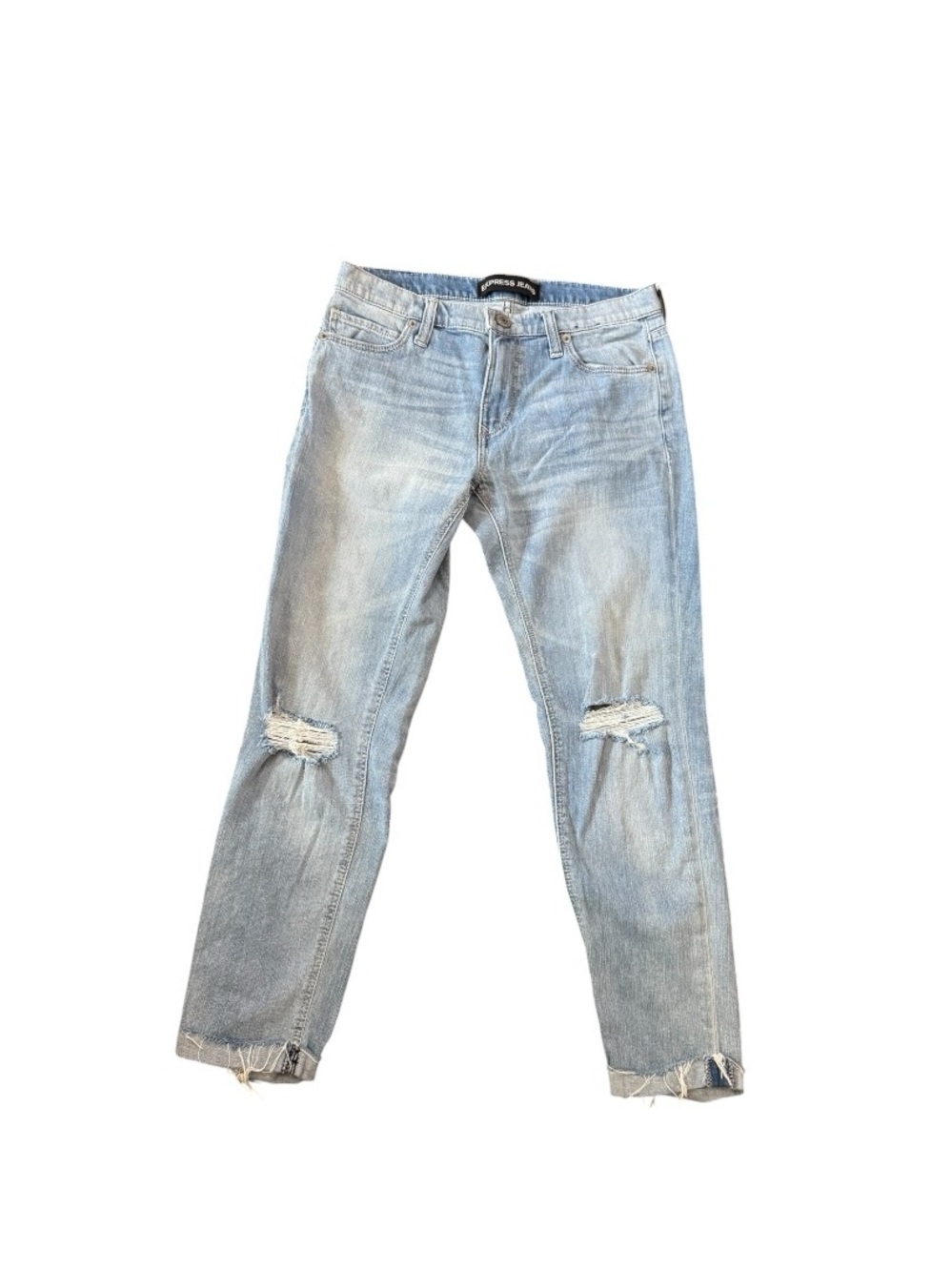 Express Light Blue Girlfriend Cropped Jeans